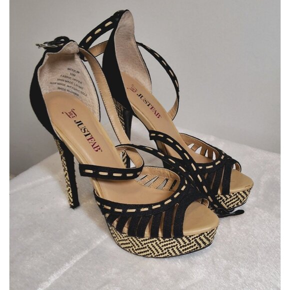 JustFab Open Toe Ankle Strap Platform Pumps 5.5M - Picture 3 of 8